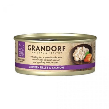 Влажный корм для кошек Grandorf Chicken Fillet & Salmon куриная грудка с лососем, 70 г