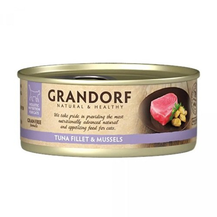 Влажный корм для кошек Grandorf Tuna Fillet & Mussels филе тунца с мидиями, 70 г