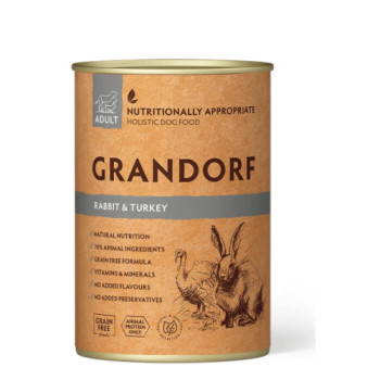 Вологий корм для собак Grandorf Dog Rabbit & Turkey Adult з кроликом та індичкою, 400 г