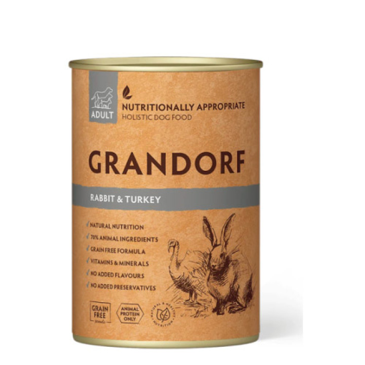 Влажный корм для собак Grandorf Dog Rabbit & Turkey Adult с кроликом и индейкой, 400 г