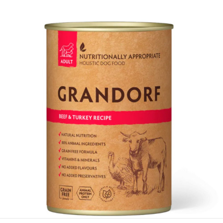 Влажный корм для собак Grandorf Dog Beef & Turkey Adult с говядиной и индейкой, 400 г