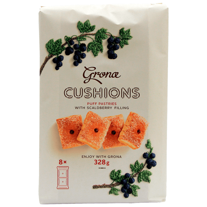 Печиво Grona Листкове Подушка чорна смородина мультипак 328г