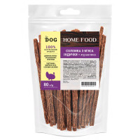 Ласощі для собак HOME FOOD Соломка з м’яса індички + журавлина, 80 г