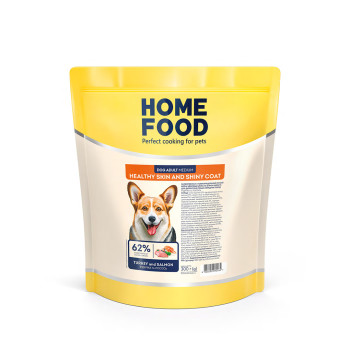 Сухий корм HOME FOOD здорова шкіра та блиск шерсті для дорослих собак середніх порід Індичка та лосось Healthy skin and shiny coat, 300 г