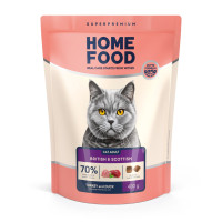 Сухой корм HOME FOOD для взрослых кошек британских и шотландских пород Индейка и утка For British and Scottish breeds. Suitable for large breeds, 400 г