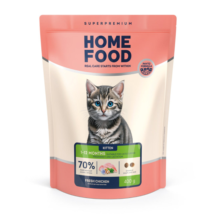 Сухий корм HOME FOOD для кошенят Fresh Chicken For kittens 1-12 months, 400 г