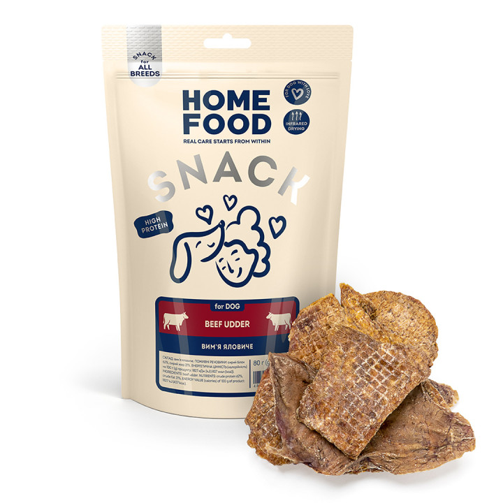 Ласощі для собак HOME FOOD Вим'я яловиче, 80 г