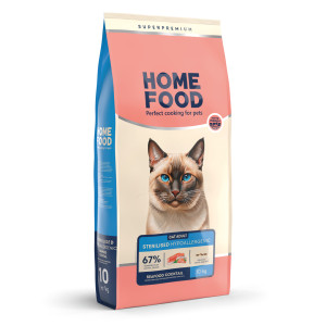 Гипоаллергенный сухой корм HOME FOOD для стерилизованных/кастрированных взрослых кошек Морской коктейль Hypoallergenic For sterilised/neutered, 10 кг