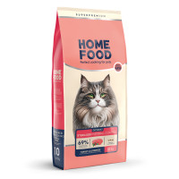 Сухой корм HOME FOOD для выведения шерсти из желудка для стерилизованных/кастрированных взрослых кошек Индейка и ягоды Hairball control For sterilised/neutered, 10 кг