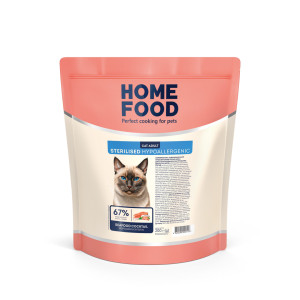 Гипоаллергенный сухой корм HOME FOOD для стерилизованных/кастрированных взрослых кошек Морской коктейль Hypoallergenic For sterilised/neutered, 200 г