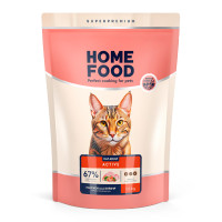 Сухой корм HOME FOOD для активных взрослых кошек Курочка и креветка For active, 1.6 кг