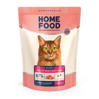 Сухий корм HOME FOOD здорова шкіра та блиск шерсті для дорослих котів Індичка та лосось Healthy skin and shiny coat, 400 г