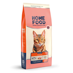 Сухой корм HOME FOOD для активных взрослых кошек Курочка и креветка For active, 10 кг
