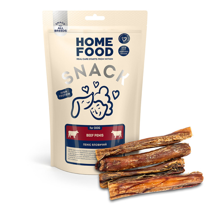 Ласощі для собак HOME FOOD Пеніс яловичий, 80 г