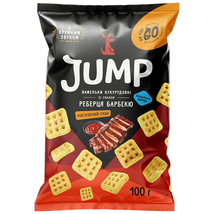 Снек Jump вафлі кукурудзяні зі смаком Реберця барбекю 100г