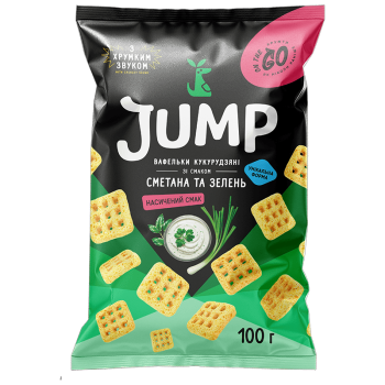 Снек Jump вафлі кукурудзяні зі смаком Сметана з зеленню 100г