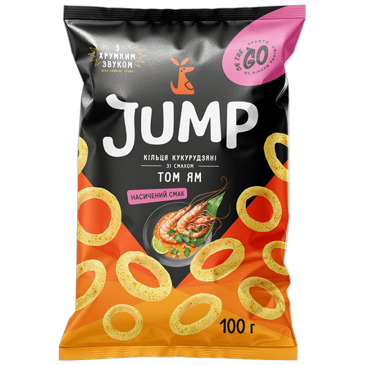 Снек Jump кільця кукурудзяні зі смаком Том-Ям 100г