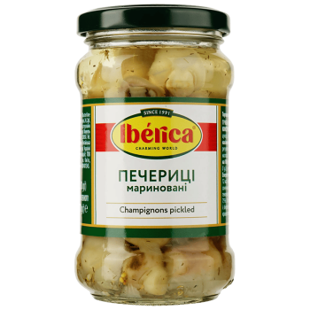 Шампіньйони Iberica мариновані цілі, с/б 314мл