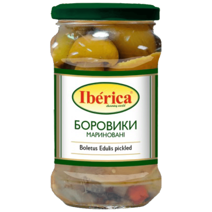 Гриби Iberica білі (боровики) мариновані с/б, 314 мл