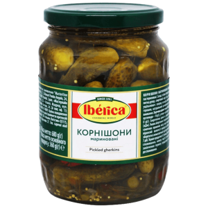 Корнішони Iberica мариновані 3-6 см с/б 720 мл