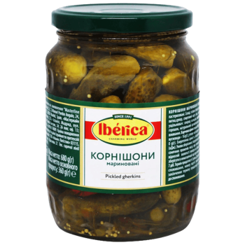 Корнішони Iberica мариновані 3-6 см с/б 720 мл