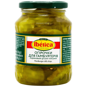Корнішони Iberica нарізані 5-7 см с/б 370 мл