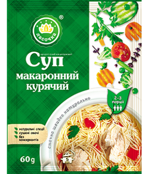 Суп "Ласочка" Макаронний курячий (пакет) 60 г (4820043250370)