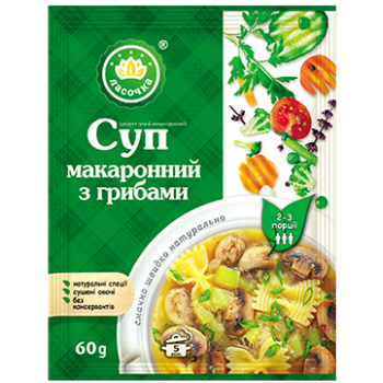 Суп "Ласочка" Макаронный с грибами (пакет) 60 г