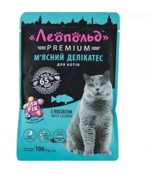 Влажный корм для кошек Леопольд Premium с лососем 100г (4820185492324)