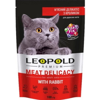 Влажный корм для кошек Леопольд Premium с кроликом 100г (4820185492348)