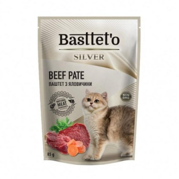 Паштет Basttet`o Silver  консервированный для котов с говядиной 85 г (4820185493192)