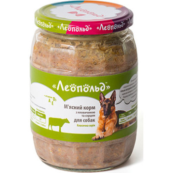 Консервы для собак Леопольд Мясной корм с говядиной и сердцем 720г (4820185491624)