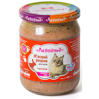 Консервы для котов Леопольд Мясной рацион с кроликом 460г (4820185490795)