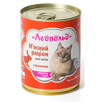 Консервы для котов Леопольд Мясной рацион с кроликом 360г (4820185490467)