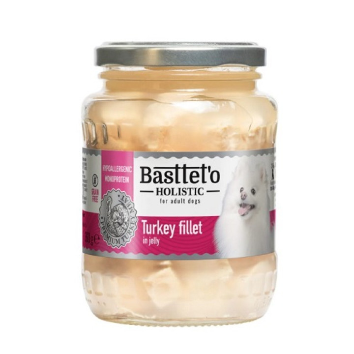 Влажный корм Basttet`O Holistic Кусочки филе индейки в желе для собак 360г