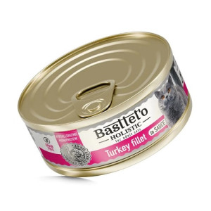 Вологий корм Basttet`O Holistic Шматочки філе індички в соусі для котів 85г