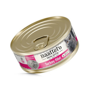 Вологий корм Basttet`O Holistic Шматочки філе індички в желе для котів 85г