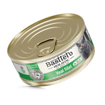 Влажный корм Basttet`O Holistic Кусочки филе телятины в желе для кошек 85г