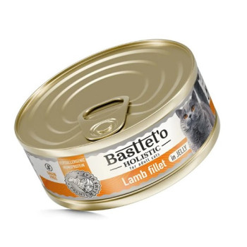 Влажный корм Basttet`O Holistic Кусочки филе ягненка в желе для кошек 85г