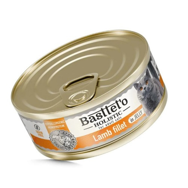 Влажный корм Basttet`O Holistic Кусочки филе ягненка в желе для кошек 85г