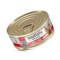 Вологий корм Basttet`O Holistic Шматочки філе телятини, курки та індички в желе для собак 85г