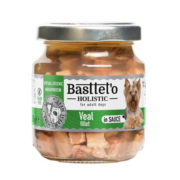 Влажный корм Basttet`O Holistic Кусочки филе телятины в соусе для собак 130г