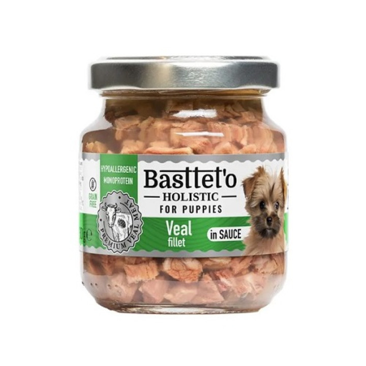 Влажный корм Basttet`O Holistic Кусочки филе телятины в соусе для щенков 130г