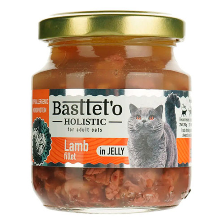 Вологий корм Basttet`O Holistic Шматочки філе ягня в желе для котів 130г