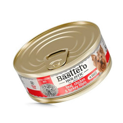 Вологий корм Basttet`O Holistic Шматочки філе телятини, курки та індички в соусі для собак 85г