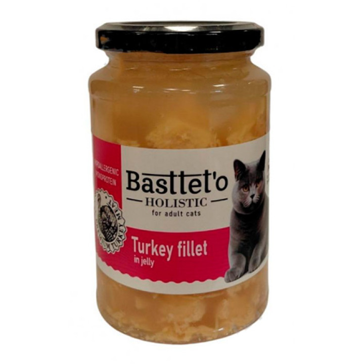Вологий корм Basttet`O Holistic Шматочки філе індички в желе для котів 400г