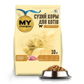 Повнораціонний сухий корм для котів MY champion з куркою та розторопшою, 10 кг