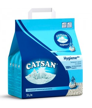 Наполнитель Catsan Hygiene plus впитывающий гигиенический для кошачьего туалета 5 л (4008429008535)