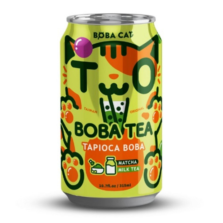 Чай Бабл с матча и тапиокой Boba Cat, 315 мл