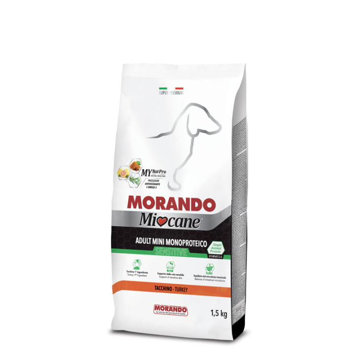 Miocane Mini Sensitive Monoprotein Turkey, 1,5 kg - Сухий корм для дорослих собак дрібних порід з чутливим травленням, з індичкою, 1,5 кг